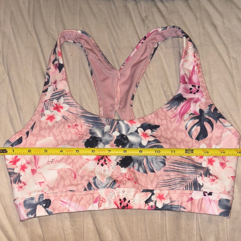 3 Sports Bras 1. Floral Pink Sports Bra 2. Black and Gray Camouflage M/L